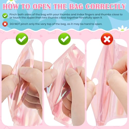 FUNFERY 100 Pack,Rainbow Clear Window Smell Proof 4x6 inch Holographic Bags - color: Rainbow-100P, size: 4x6 inch