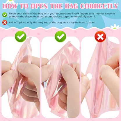 FUNFERY 100 Pack,Rainbow Clear Window Smell Proof 4x6 inch Holographic Bags - color: Rainbow-100P, size: 4x6 inch
