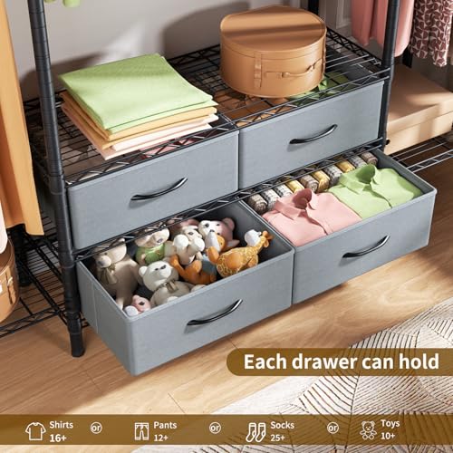 Golpart Heavy Duty Clothes Rack Metal Wardrobe with Adjustable Wire Shelves - color: Black, size: 15.75"D x 61"W x 76.5"H