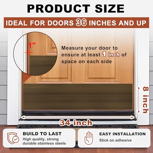 2 PCS 8" x 34" Self Adhesive Walnut Door Kick Plate for Bottom of 36" Door - color: Ebony Wood Grain, size: 2 PCS