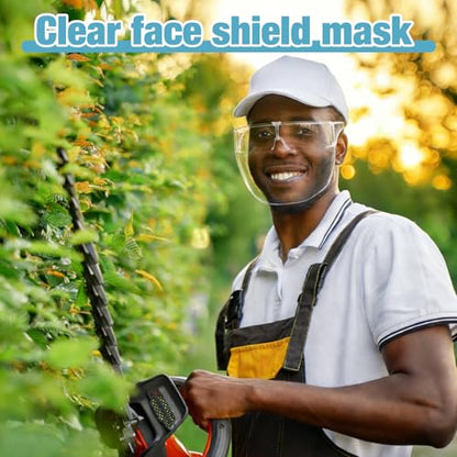 Face Shield with Glasses 4 Pack, Anti -Fog Clear Face Mask Full Face Protection Splash Guard Reusable Breathable See Through Goggles Plastic Working Face Shields Nail Art Tools for Nail Artists - style: 4 Pack