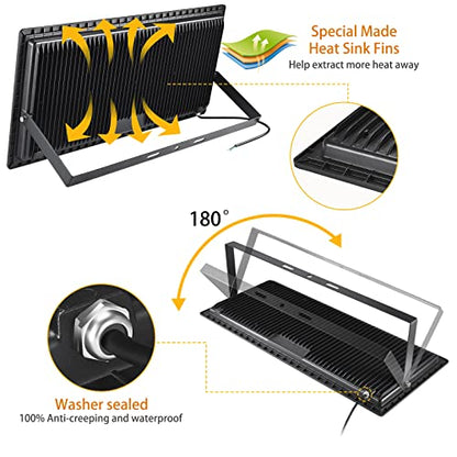 XYCN 600W LED Stadium Flood Lights Outdoor(3050W Equivalent),67500LM Super Bright LED Arena Lights,100-277V IP66 Waterproof 5000K Daylight White Commercial Lighting for Sports Fields and Counts - color: 600W led flood light
