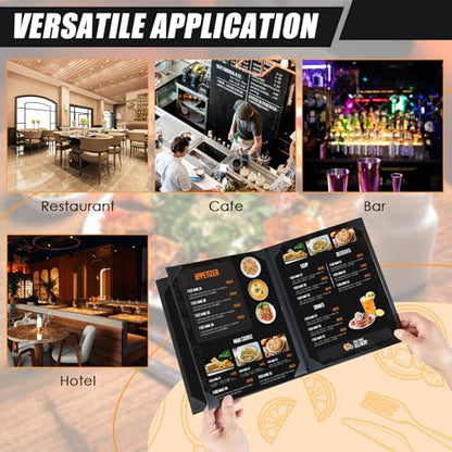 NATGAI 10 Pack 3 Page 4 Panel Restaurant Menu Covers 8.5" x 11" - size: 4 View, 8.5"×11"