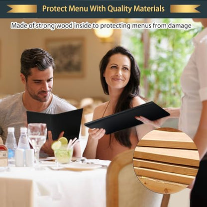 Leather Menu Holder Water Proof Dinner Menu Cover Holder for Restaurant,Hotel,Bar,Cocktails Menu Covers 4.25 x 14 Inch 2 Views,1 Pack - size: 4.25x14 inches/2 views/ 1pack