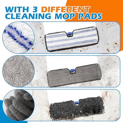 Masthome Flip Microfiber Mop, Wet Dry Dust Mop with Adjustable Handle - color: Blue Flip