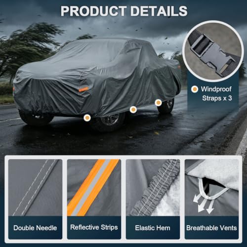 GUNHYI Small Truck Car Cover Waterproof All Weather. See Truck Size Chart - color: 4 Truck Cover, size: 4 Truck M - Max Length to 206",Max Cab to 149"