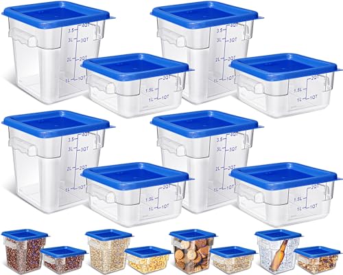 Yungyan 8 Pcs Restaurant Food Storage Containers with Lids Set, Blue Lids - color: Blue Lids