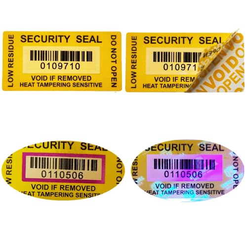 100pcs Tamper Proof Stickers Seals Labels (Matte Yellow, 1" X 2") - color: Matte Yellow 2, size: 1" X 2"