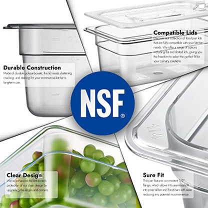 CURTA 6-Pack 1/4 Size 4" Deep NSF Polycarbonate Food Pans | Dishwasher & Freezer Safe Clear Container for Prep Tables, Buffet, Salad Bar, Commercial & Home Kitchen - color: 1/4 Size, size: 4" Deep