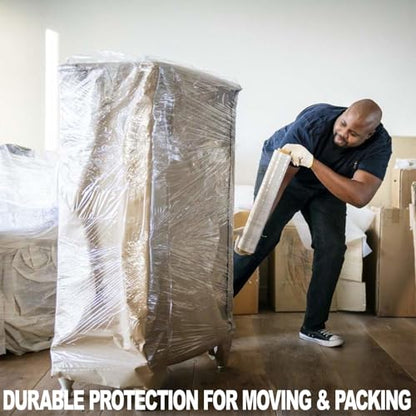 Stretch Wrap Film, 15" x 1000Ft Shrink Wrap Roll with Handles,60 Gauge Stretch Wrap Industrial Strength, Plastic Wrap for Pallet Wrapping Shipping Moving and Surface Protection (4 Pack-15"-60 Gauge) - size: 4 Pack-15"-60 Gauge