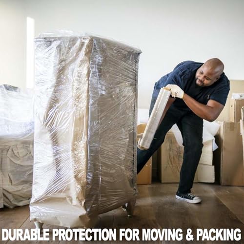 Stretch Wrap Film, 15" x 1000Ft Shrink Wrap Roll with Handles,60 Gauge Stretch Wrap Industrial Strength, Plastic Wrap for Pallet Wrapping Shipping Moving and Surface Protection (12 Pack-5"-80 Gauge) - size: 12 Pack-5"-80 Gauge