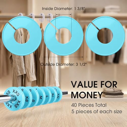 EBOOT 40 Pcs Clothing Size Dividers Closet Size Divider Hanger, Blue - color: Blue