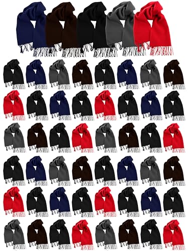 48 Pack Winter Scarves, Warm Winter Fleece Scarf Bulk Wholesale Donation Unisex Men Women - color: Assorted
