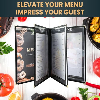 Menu Covers 8.5 x 11 Inch, 2 Pack (4 Page 8 View) - size: 4 page 8 view