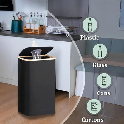 Recycling Bin 100L for Kitchen, Indoor Recycling Bins 26 Gallon Large Recycle Bin with Lid and Reusable Removeable Inner Bags for Recycling Glass, Paper Plastic, Metal Empty Bottles and Clothes,Gray - color: Gray