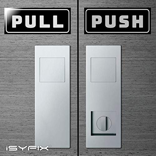 iSYFIX Push Pull Stickers Sign, 5x2 Inch, 2 Pack, Black/White - color: Black / White, size: Horizontal 2x5