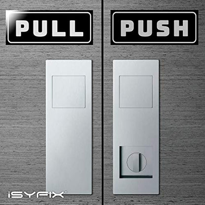 iSYFIX Push Pull Stickers Sign, 5x2 Inch, 2 Pack, Black/White - color: Black / White, size: Horizontal 2x5