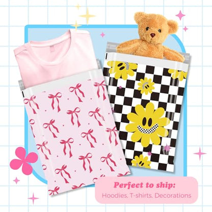 Fuxury Poly Mailers 14.5x19" 500Pcs,Shipping Bags for Clothes,Pink Bows - color: Pink Bows, size: 14.5x19" 500pcs