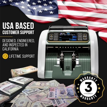KOLIBRI Money Counter Machine I LCD Display I Business Grade I Advanced IR/UV/MG/MT/DD/HLF Detection I Mixed Denomination I Multi-Currency I Back Loading I 3-Years Warranty I KBR-500 - color: White/Gray (Kbr-500)