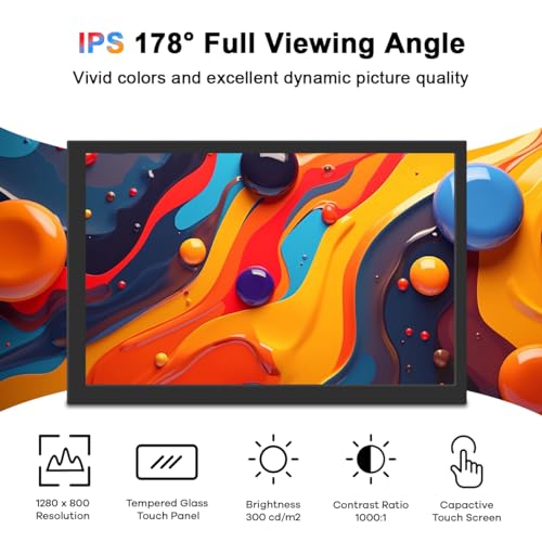 Hosyond 10.1" LCD Touchscreen IPS Monitor 1280x800 Portable Screen HDMI Display Built-in Speakers with Shell for Raspberry Pi 5/Pi 4/3B+ Xbox PS4 Windows 7/8/10 - size: 10.1" Display-S