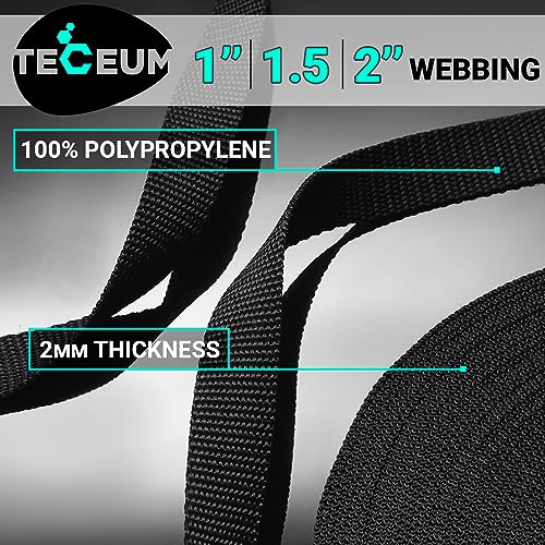 TECEUM Webbing Strap, 3/4" to 2", 10-50 Yds, Multi-Color Heavy Duty Tape - color: Black, size: 2"- 10 yards