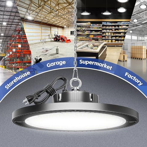 400W UFO Led High Bay Light - Super Bright Waterproof Shop Light for Garage, High Bay Led Shop Lights Commercial Bay Lights for Factory Barn Gym Warehouse Workshop (4 Packs)