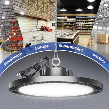 400W UFO Led High Bay Light - Super Bright Waterproof Shop Light for Garage, High Bay Led Shop Lights Commercial Bay Lights for Factory Barn Gym Warehouse Workshop (4 Packs)
