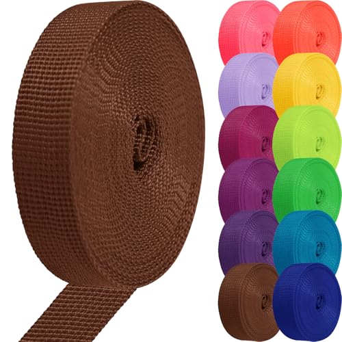 Polypropylene Webbing 1 Inch 1.5 Inch Nylon Webbing Straps Poly Strapping - color: Brown, size: 1 inch x 20 yards