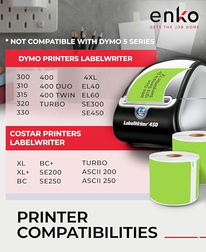 enKo 30256 6 Rolls | 1800 Green Direct Thermal Labels (2-5/16 x 4 in) - color: Green