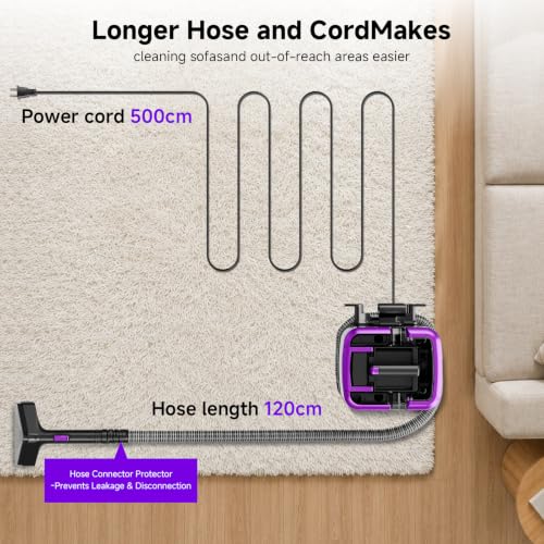 Portable Carpet Cleaner & Upholstery Cleaner Machine - 21Kpa Carpet Cleaner Machine, Self-Cleaning, Deep Cleaner for Pet Stains, Cars, Couch, Rug, Furniture with Dual Brush, Large Tank, Purple