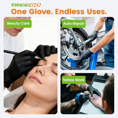 TREEGO Black Disposable Nitrile Gloves, 6 Mil, X-Large, 100 Count - color: Black 100, size: X-Large