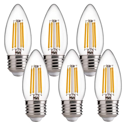 FLSNT Dimmable Candelabra Light Bulbs 60W Equivalent E26 Base, B11 LED Chandelier Candle, 2700K Soft White, 6 Pack - color: 60w Soft White, size: 6 Count (Pack of 1)