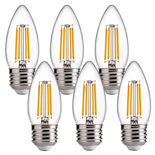 FLSNT Dimmable Candelabra Light Bulbs 60W Equivalent E26 Base, B11 LED Chandelier Candle, 2700K Soft White, 6 Pack - color: 60w Soft White, size: 6 Count (Pack of 1)