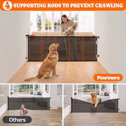 Pawtners Retractable Baby Gates, 34" Tall Extends to 46" Wide Dog Gate - size: 0-46" W x 34" H