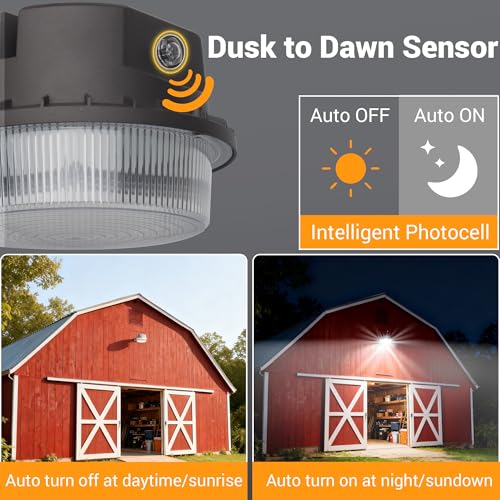 LED Barn Light Dusk to Dawn with Photocell, 55W 7500LM 5000K Daylight, 500W Incandescent/200W HID Replacement, Weather Resistant Outdoor Security Light for Yard, Garage, Farm, Porch - color: 55W Barn Light