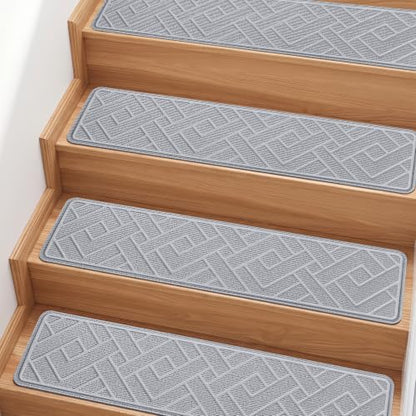 Non Slip Stair Treads for Wooden Steps, 15 Pack 8"x30", Light Grey - color: Light Grey, size: 8" x 30"