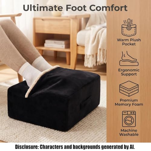 Keep Warm Foot Stool Foot Rest for Under Desk At Work - color: Black+