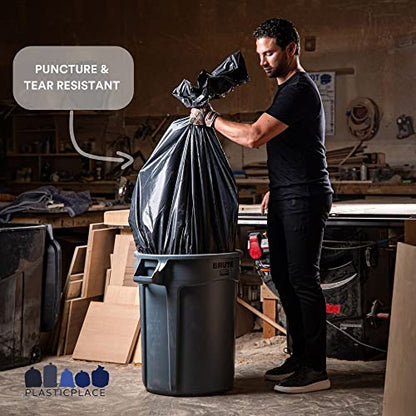 Plasticplace 40-45 Gallon Black Trash Bags ,1.7 Mil, 40"x47", 100 Count - color: Black, size: 1 Count (Pack of 100)
