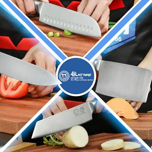 XYJ Knives Authentic Since 1986,Chef Knife Professional Set with Bag,Cleaver Butcher Knife for Meat Cutting Bag - color: Half Black, size: 15 in 1