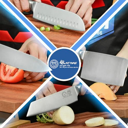 XYJ Knives Authentic Since 1986,Chef Knife Professional Set with Bag,Cleaver Butcher Knife for Meat Cutting Bag - color: Half Black, size: 15 in 1