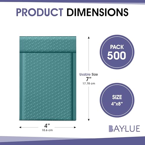 Small Green Bubble Mailers 4x8, Poly Padded Envelopes #000, 500 Pack - color: Green, size: 4"x8" / 500 Pack