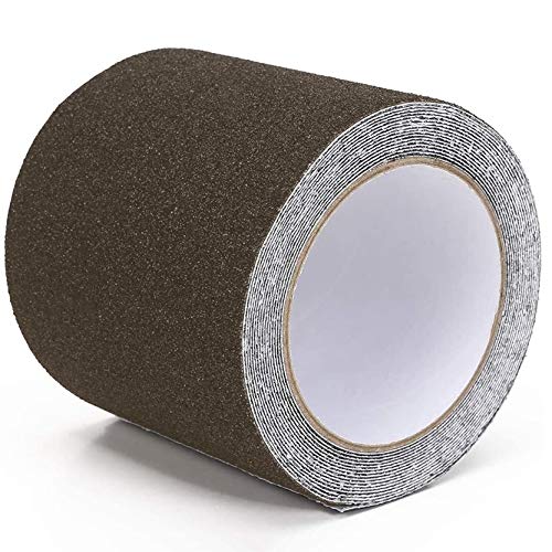 HAOT Anti Slip Safety Tape, 4" × 16.5 Feet Non Slip Safety Grip Traction Tape 80 Grit Best Grip Friction Strong Abrasive Adhesive for Stairs, Indoor, Outdoor - Brown - color: Brown, size: 4" Width x 198" Long