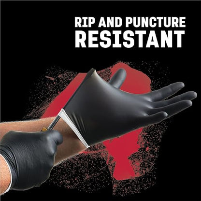Venom Steel Industrial Nitrile Gloves, Chemical Resistant Disposable Black Gloves, Latex-Free, Powder-Free, Textured Grip, Heavy Duty Two-Layer Protection, 6 mil, XL, 100 Count - size: X-Large (Pack of 100)