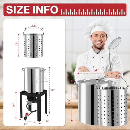 40QT Turkey Fryer Set | Stainless Steel Pot | Outdoor Fryer - size: 40QT+COVER+SKIMMER