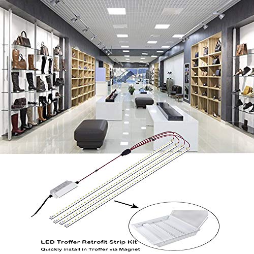 Magnetic LED Troffer Retrofit Kit 2x4FT,72W LED Tube Retrofit kit,150LM/W,5000K Daylight,0-10V Dimmable,T8 T10 T12 Fluorescent Replacement,UL Cert,Easy to Install - color: 72wtube-1