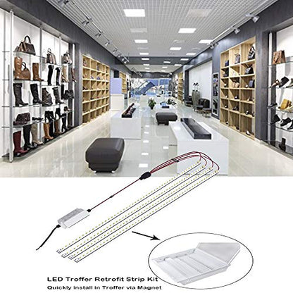 Magnetic LED Troffer Retrofit Kit 2x4FT,72W LED Tube Retrofit kit,150LM/W,5000K Daylight,0-10V Dimmable,T8 T10 T12 Fluorescent Replacement,UL Cert,Easy to Install - color: 72wtube-1