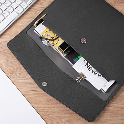 VANRA 1 Piece PU Leather Envelope File Folders Holder A4 Paper Organizer - color: Black