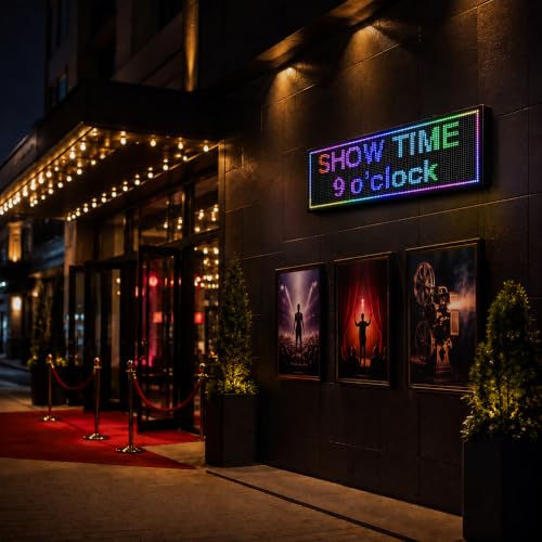 P10 Programmable Scrolling LED SIGN 40"×14" LED Display, 4000cd/m³ High Brightness led Display with WIFI+USB, Indoor Outdoor Digital Sign Screen, SMD Technology Open Sign for Advertising Advertising - size: P10 40*14 INCH