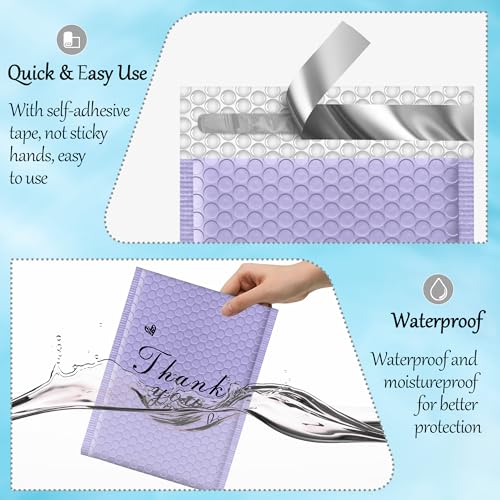 Thank You Bubble Mailers 6x10'' 25 Pack, Self Sealing Padded Envelopes, Strong Adhesion Bubble Envelopes, Waterproof Mailing Envelopes, Cushioning Shipping Envelopes - Purple - color: Thank You Purple, size: 6x10" 25Pcs