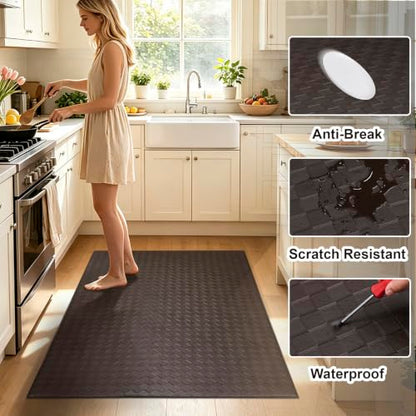 Kitchen Mats and Rugs Cushioned Anti-Fatigue, 35.4" x 59.1", Brown - color: Brown, size: 59.1"L x 35.4"W x 0.4"Th
